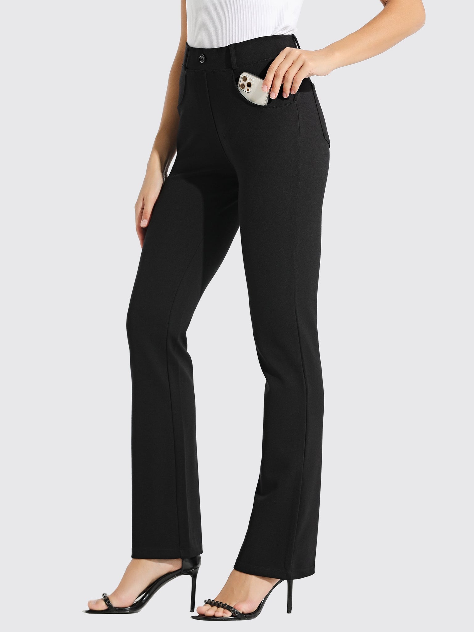 Women's Yoga Dress Pants Bootcut_Black1