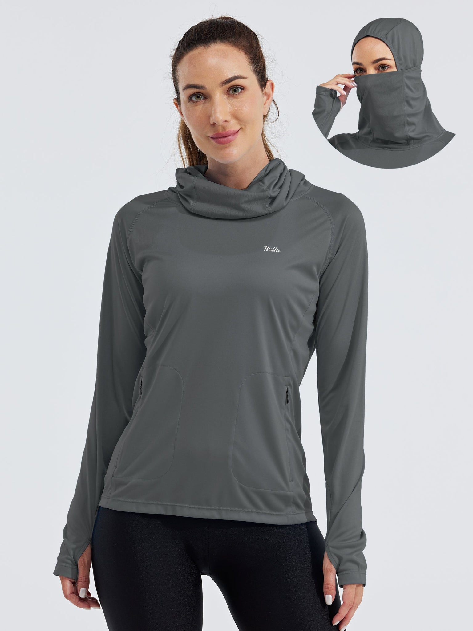 Women's Sun Protection Hoodie Long Sleeve with Face Mask Lightweight