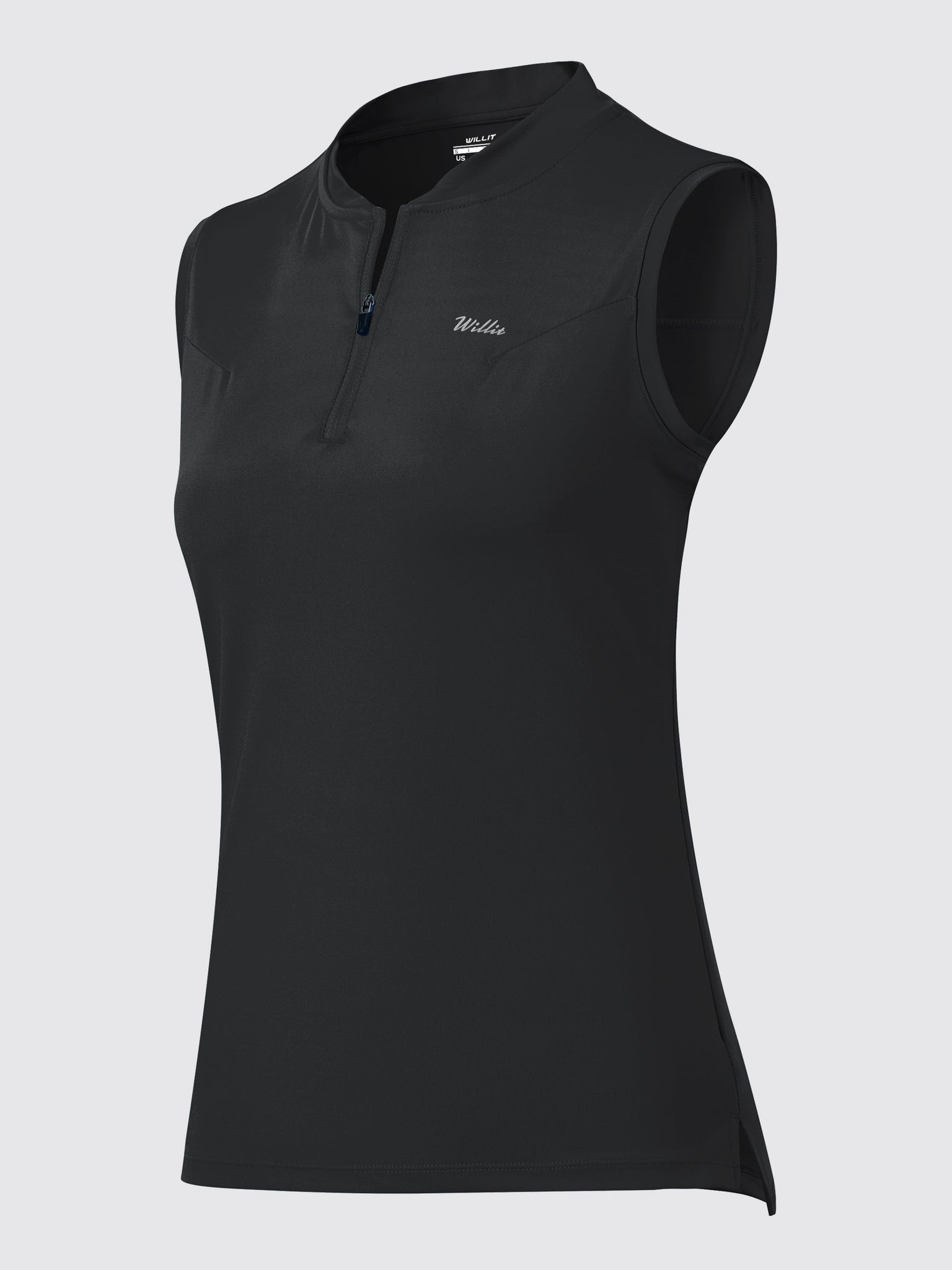 Willit Women's Sleeveless Golf Polo Shirts__Black