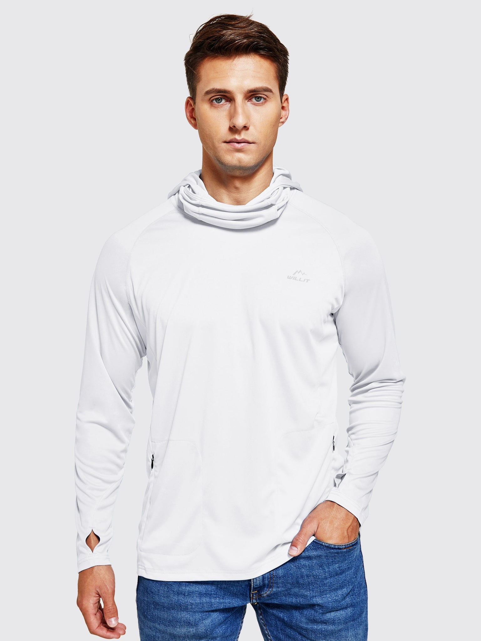 Willit Men's Sun Protection Hoodie UPF 50+_White1