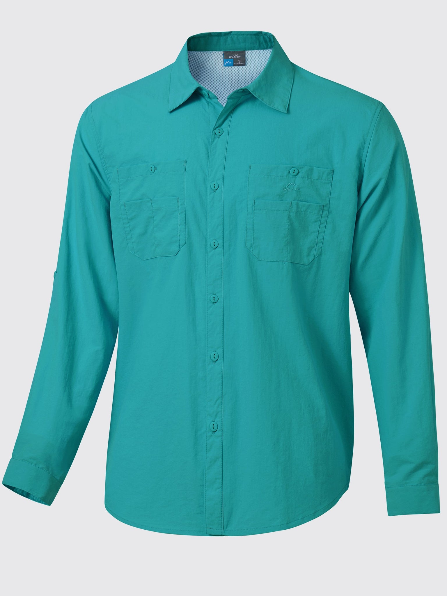 Men's Fishing Shirt Long Sleeve Hiking Shirts_Teal1