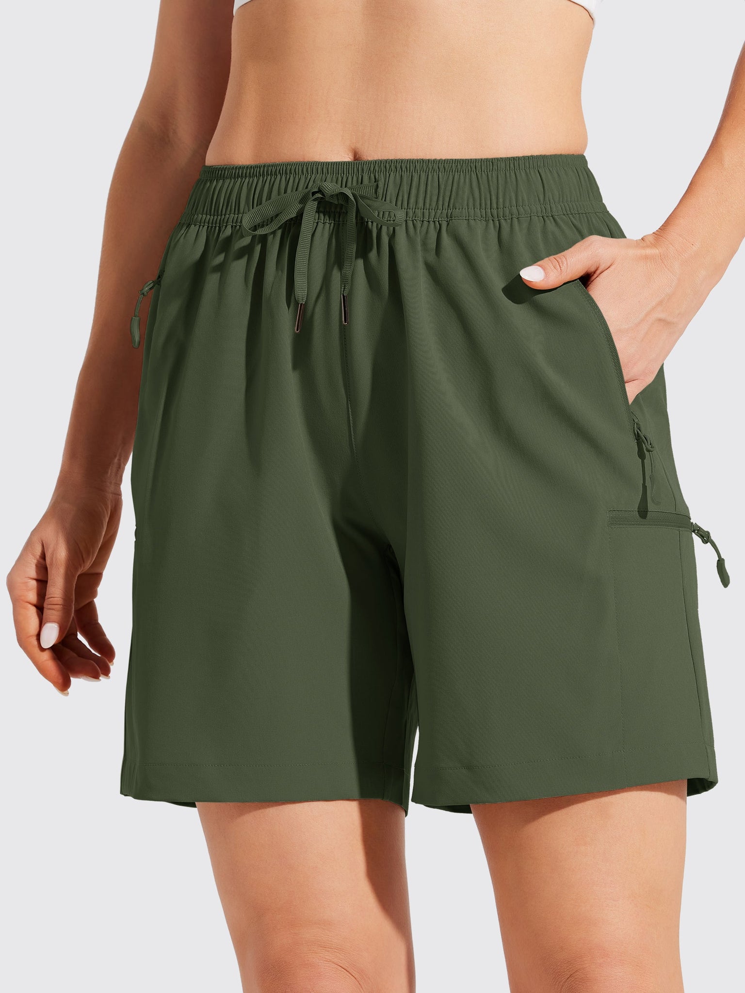 Women's Hiking Athletic Shorts_ArmyGreen2