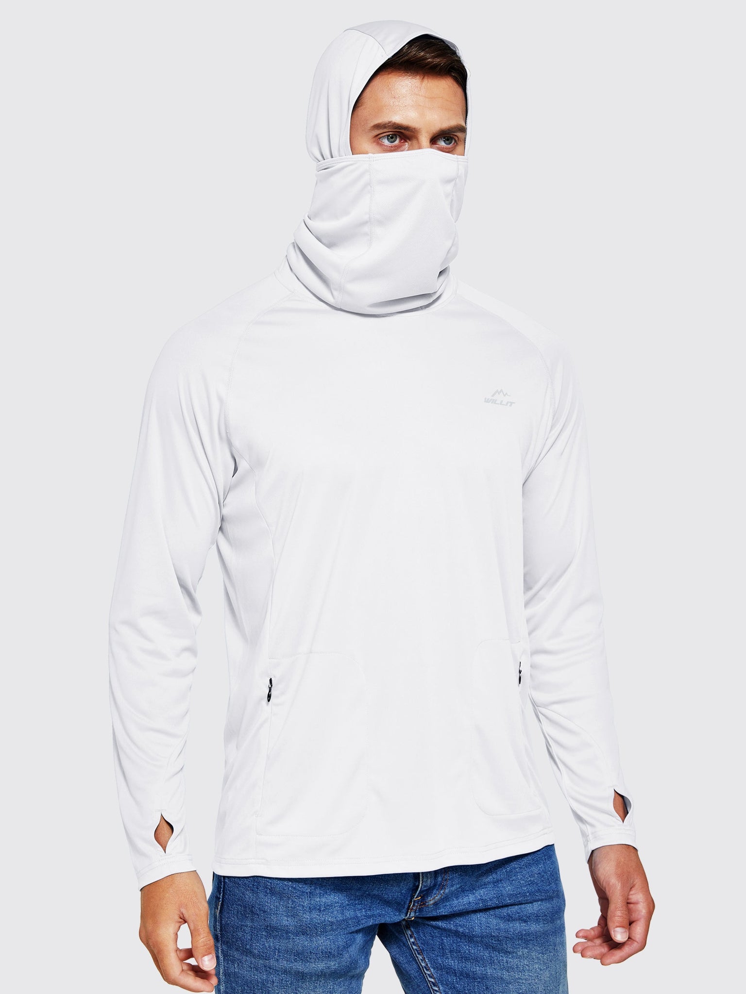 Willit Men's Sun Protection Hoodie UPF 50+_White3