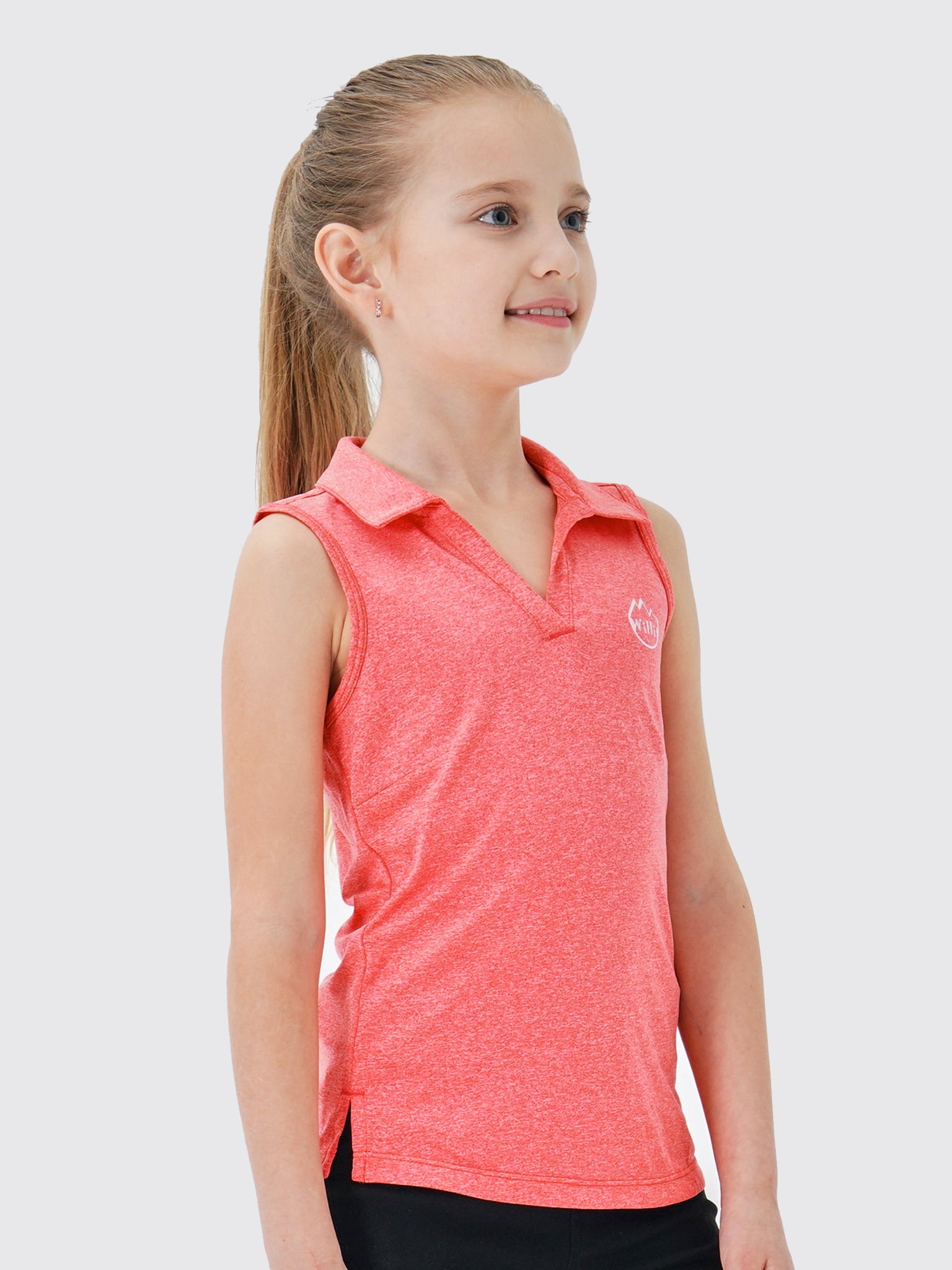 Willit Girls' Sleeveless Polo Shirts_Red1