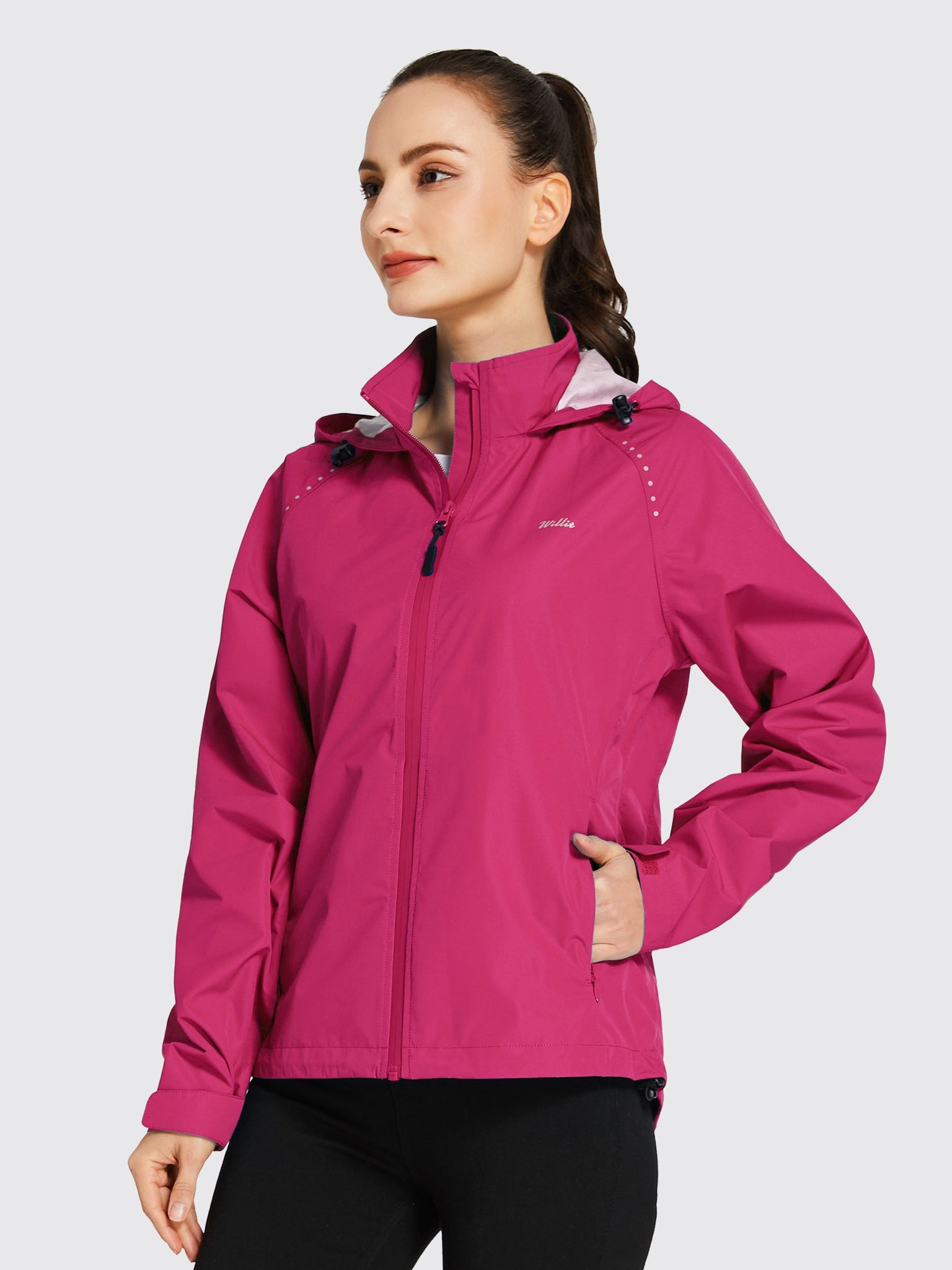 Willit Women's Waterproof Cycling Jackets_RoseRed_model2