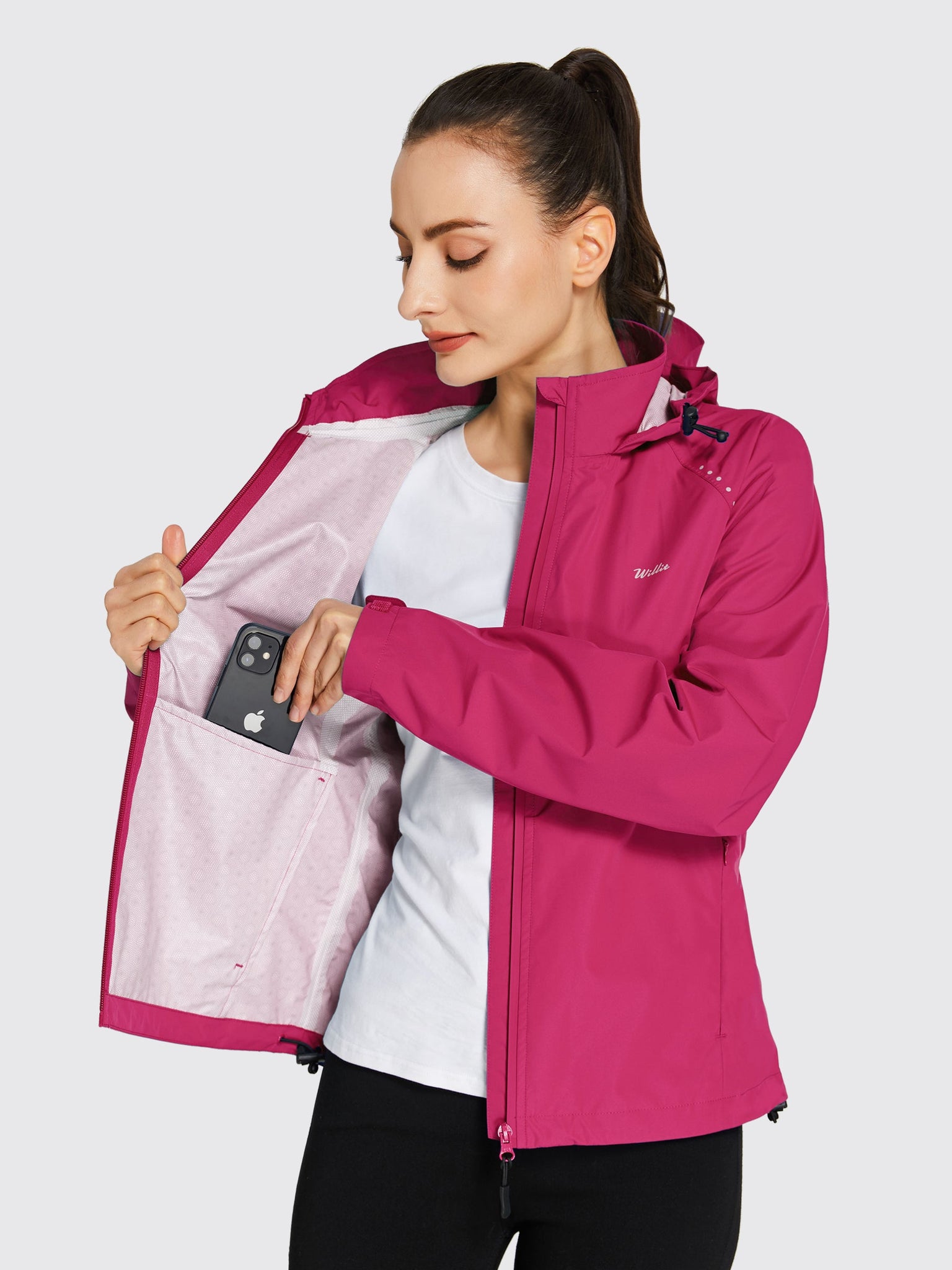 Willit Women's Waterproof Cycling Jackets_RoseRed_model1