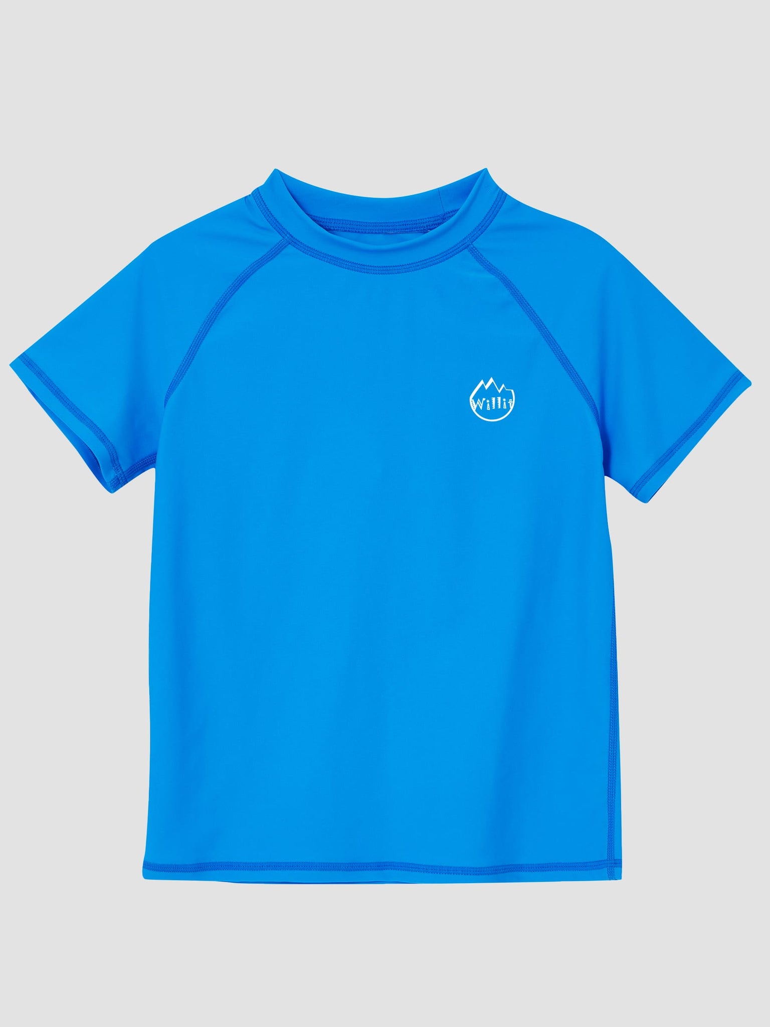 Boy's Solid Short Sleeve Rashguard_BrilliantBlue_laydown1