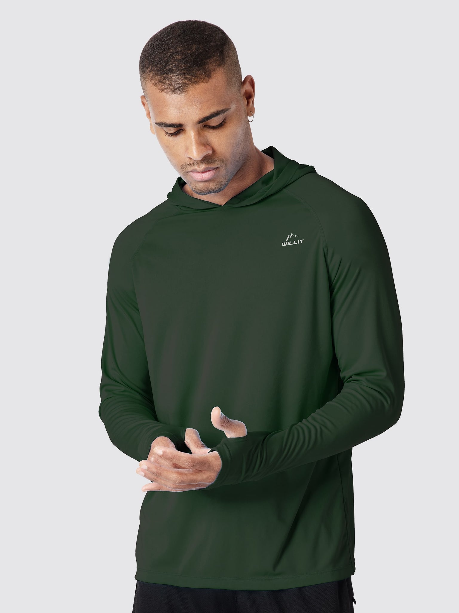 Men's Sun Protection Long Sleeve Shirts Hoodie_Green1