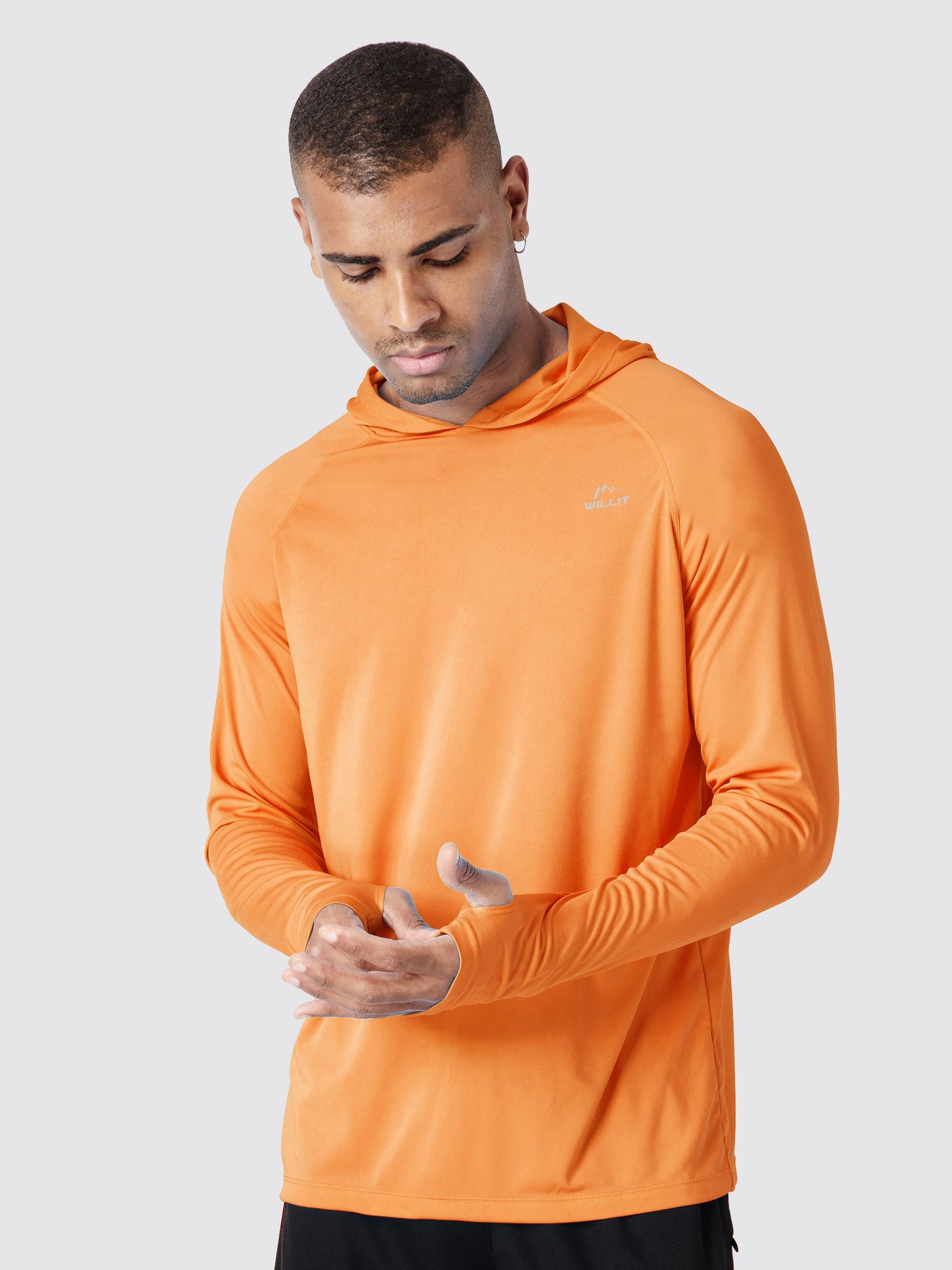 Men's Sun Protection Long Sleeve Shirts Hoodie_Orange1