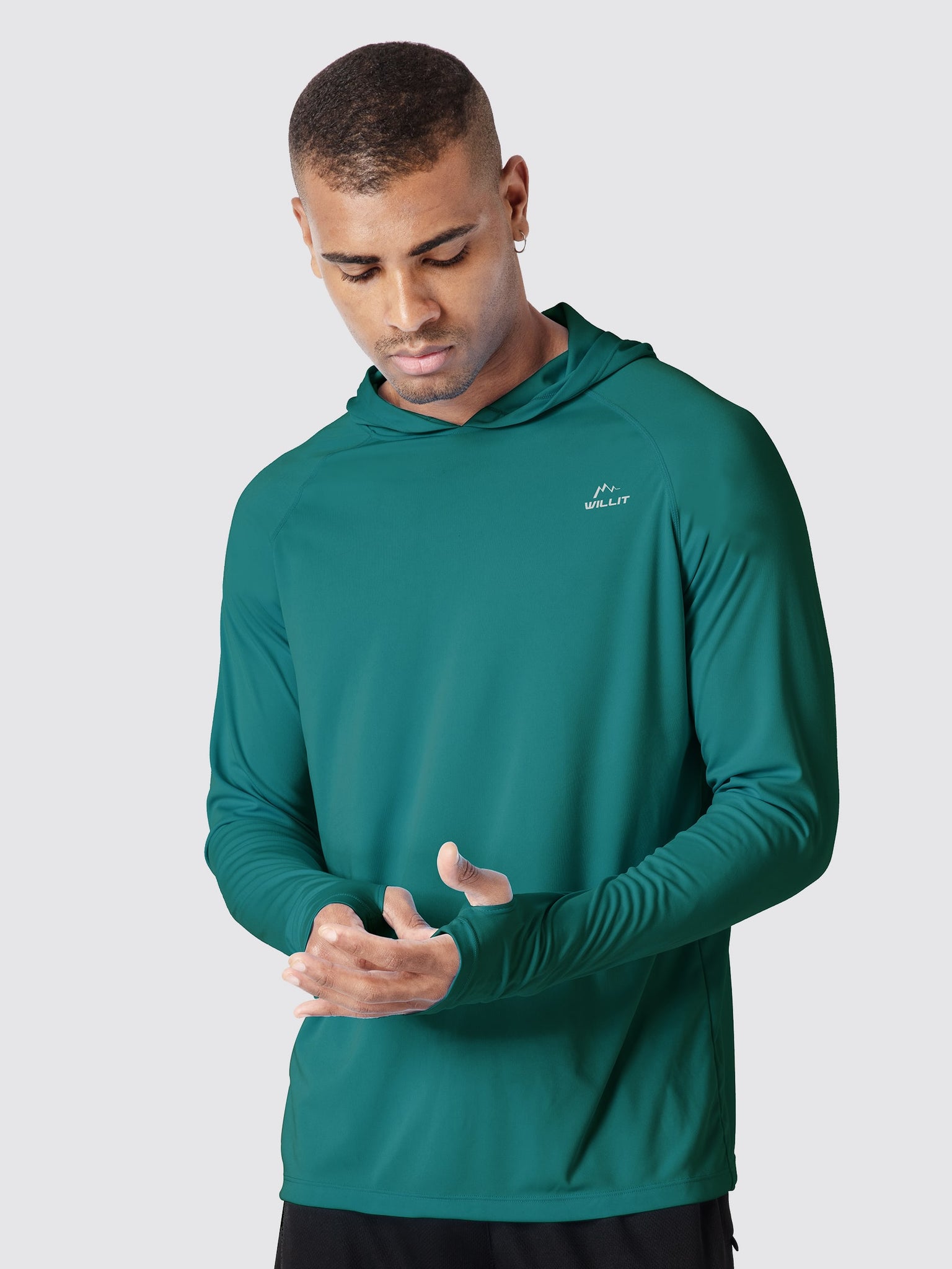 Men's Sun Protection Long Sleeve Shirts Hoodie_Teal1