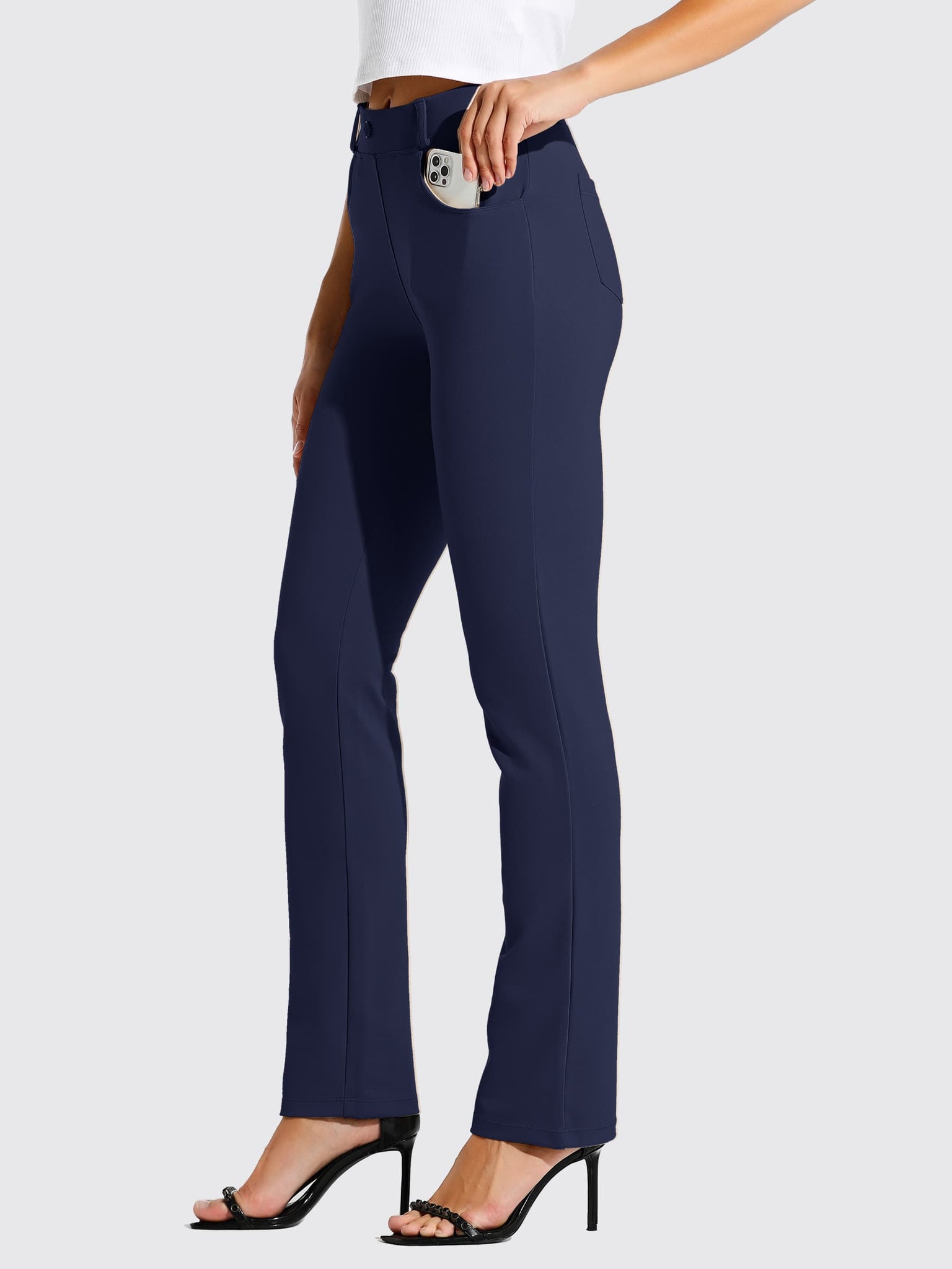 Women's Straight Leg Dress Yoga Pant_Navy1