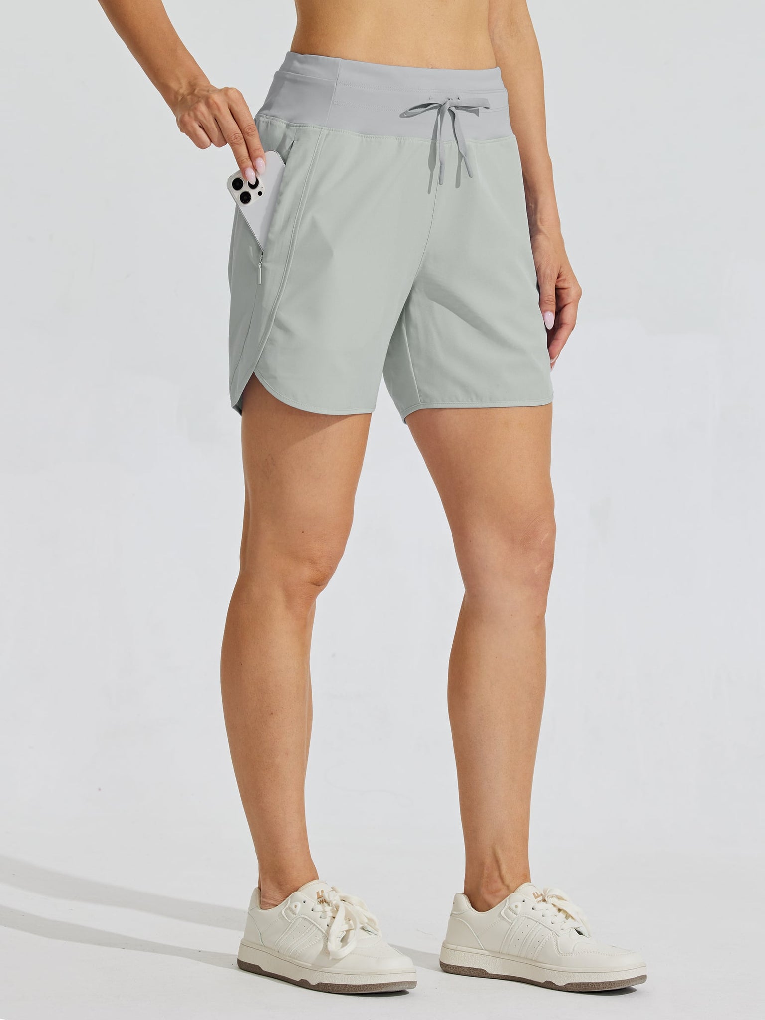 Women's Active 5 Inseam Utility Short_Gray_model2