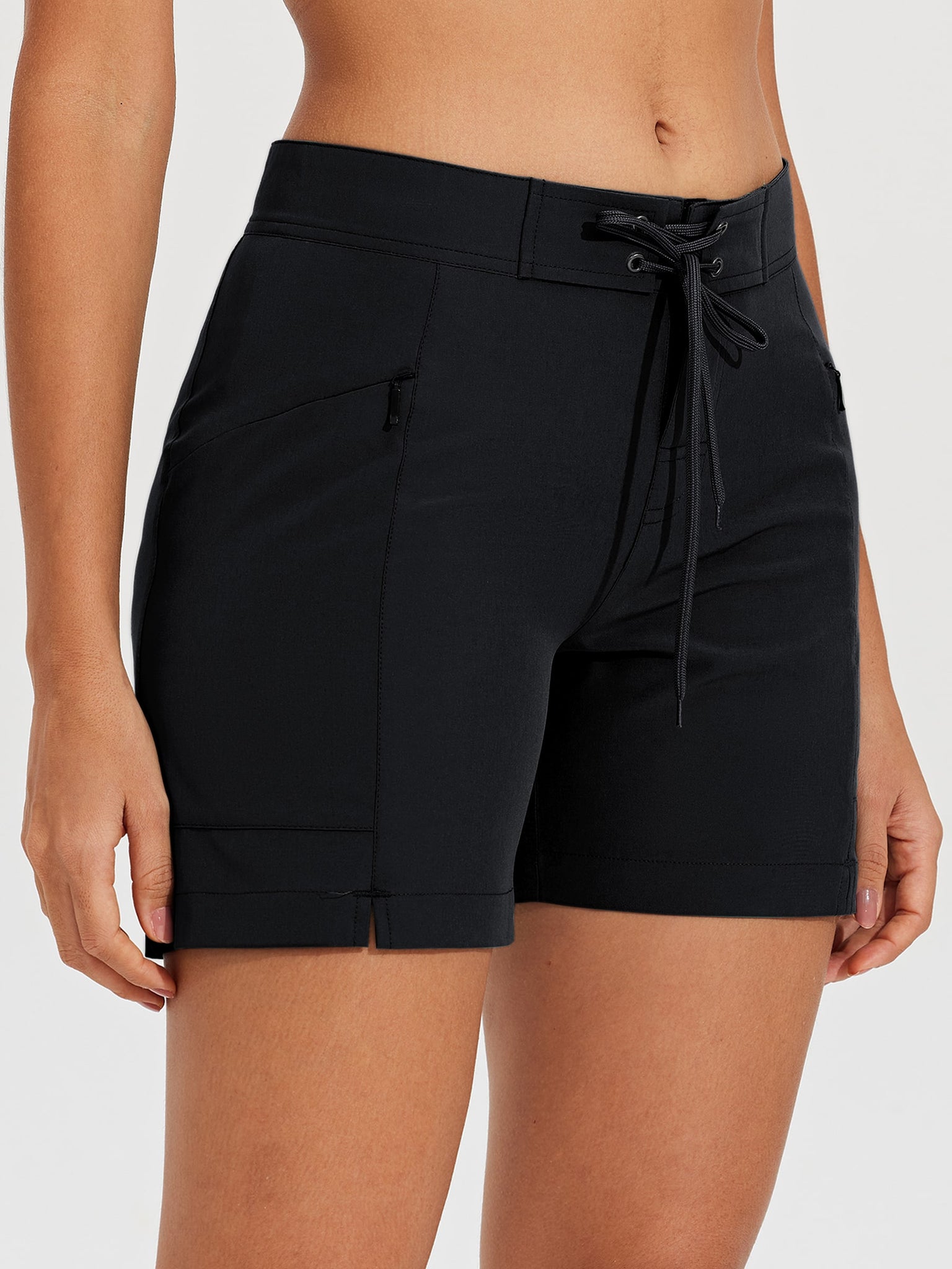 Women's Fixed Waist Board Shorts_Black_model2