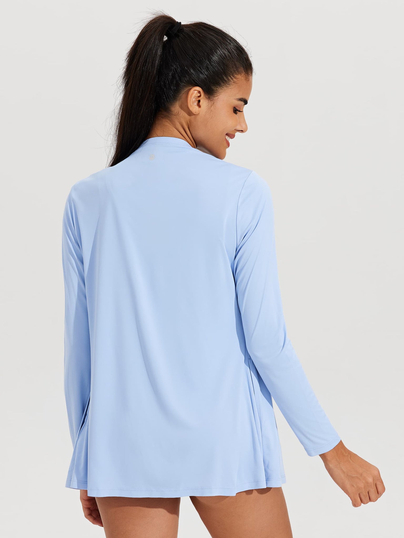 Women's Lightweight Cardigan_Blue_model2