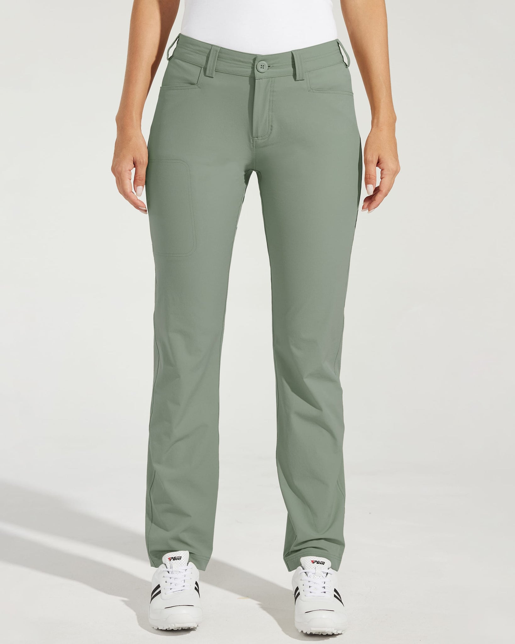 Women's Stretch Athletic Pants_Green_model1