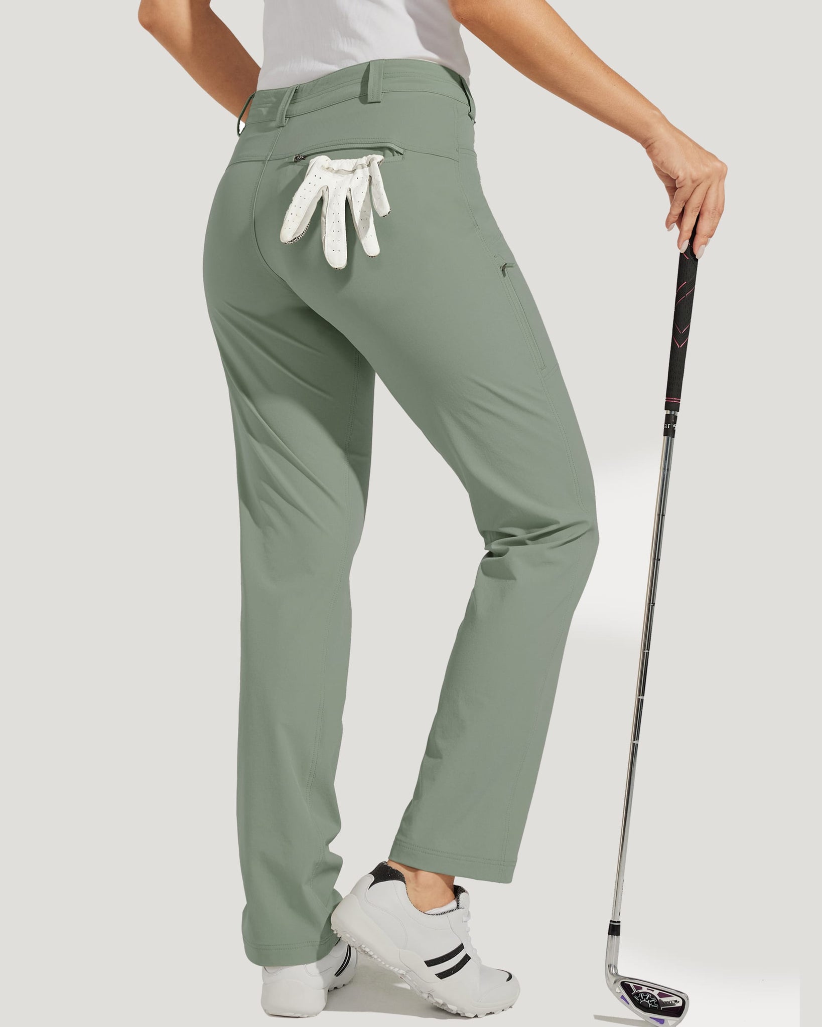 Women's Stretch Athletic Pants_Green_model2