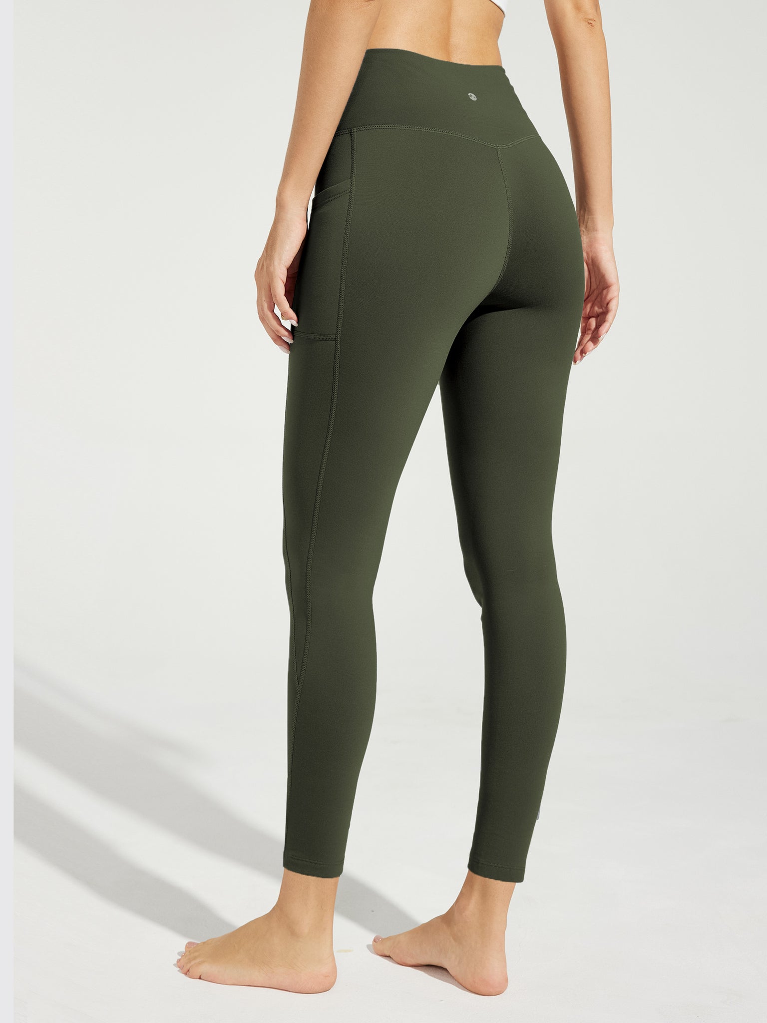 Women's Thermal Running Tights_Leggings_Olive_model2